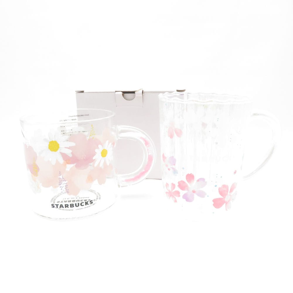 美品 STARBUCKS スターバックス SAKURA 2020/2021 マグカップ 2点 セット 桜 耐熱グラス スタバ コーヒー SU12801G1 【中古】