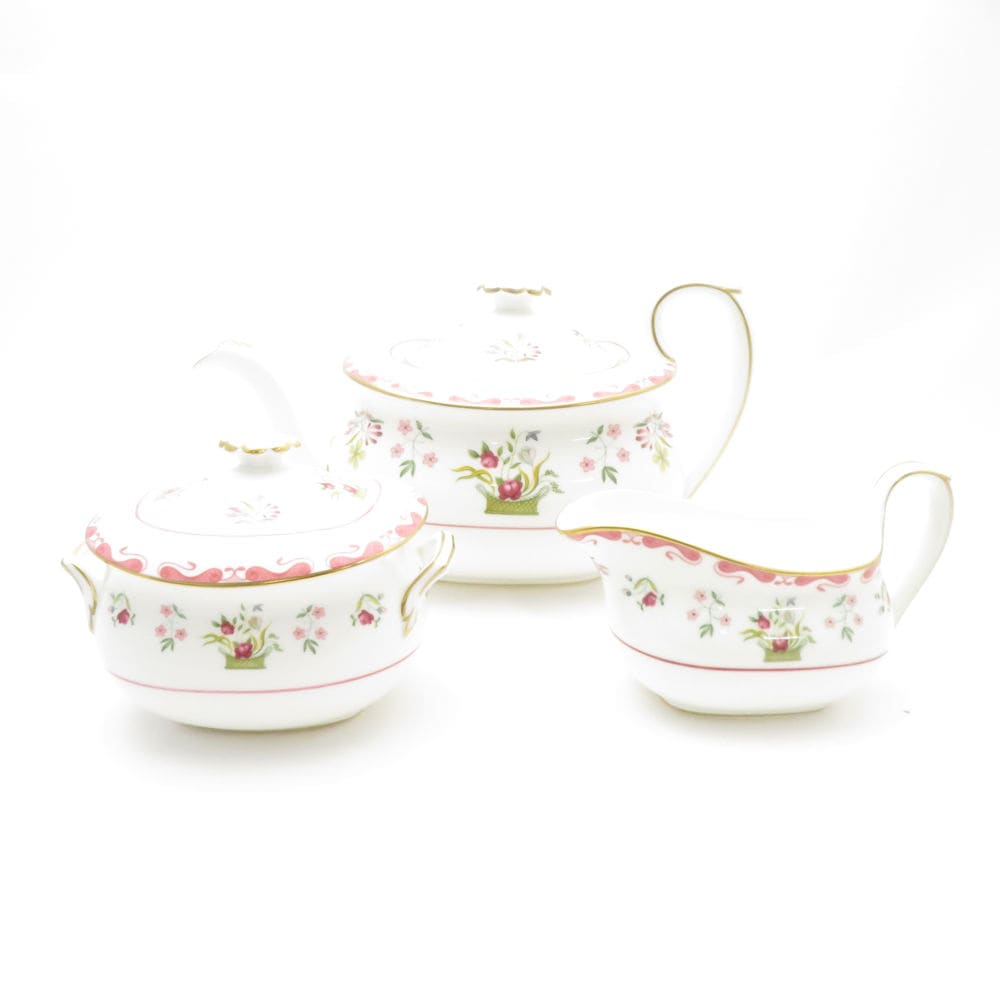 美品 WEDGWOOD ウェッジウッド ビアンカ ティーポット シュガーポット クリーマー 3点 セット 砂糖 ミルク ピッチャー SM4247G1 【中古】