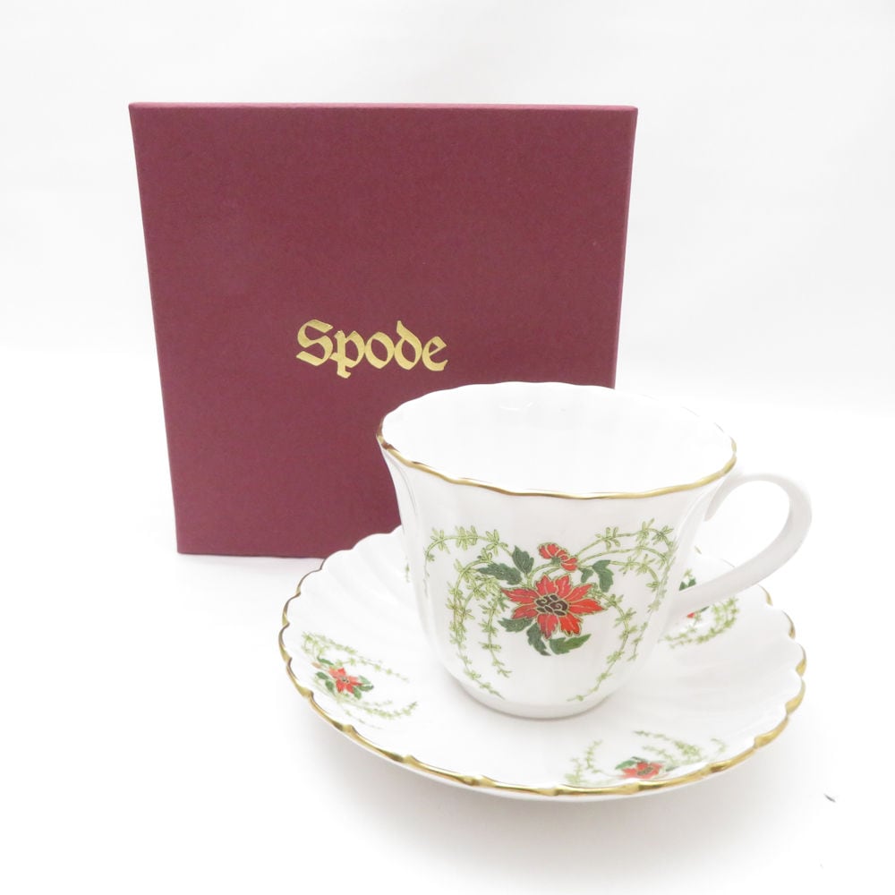 未使用 SPODE スポード HAYASHIBARA ARTS MINT 林原美術ミント ティーカップ＆ソーサー 八重葎(やえむぐら) 希少 レア SY12929K1 【中古】