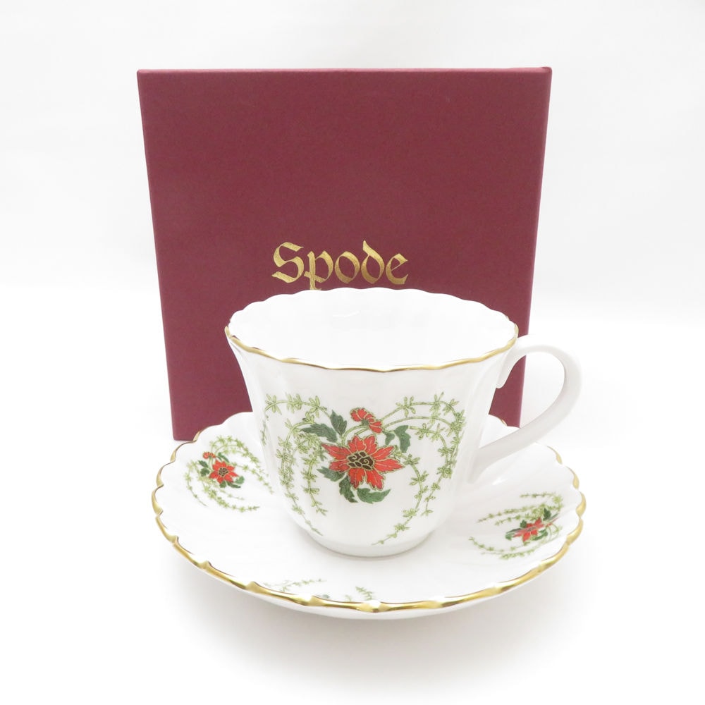 未使用 SPODE スポード HAYASHIBARA ARTS MINT 林原美術ミント ティーカップ＆ソーサー 八重葎(やえむぐら) 希少 レア SY12931K1 【中古】