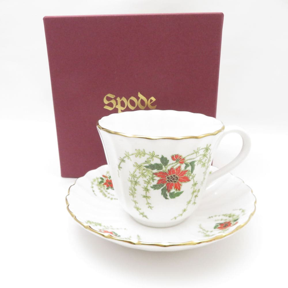 未使用 SPODE スポード HAYASHIBARA ARTS MINT 林原美術ミント ティーカップ＆ソーサー 八重葎(やえむぐら) 希少 レア SY12932K1 【中古】