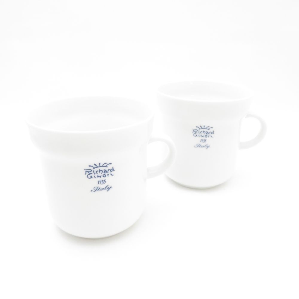 美品 Richard Ginori リチャードジノリ ボンジョルノブルーロゴ マグカップ 2点 ペア ティー コーヒー テーブルウェア SU12849T2 【中古】