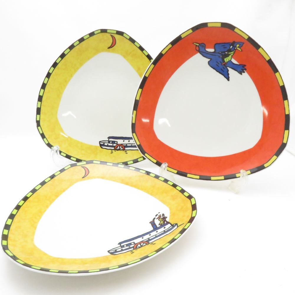 美品 Rosenthal ローゼンタール ラブストーリー 三角形皿 3枚 セット 27cmプレート トライアングル 廃盤 SU12862U2 【中古】