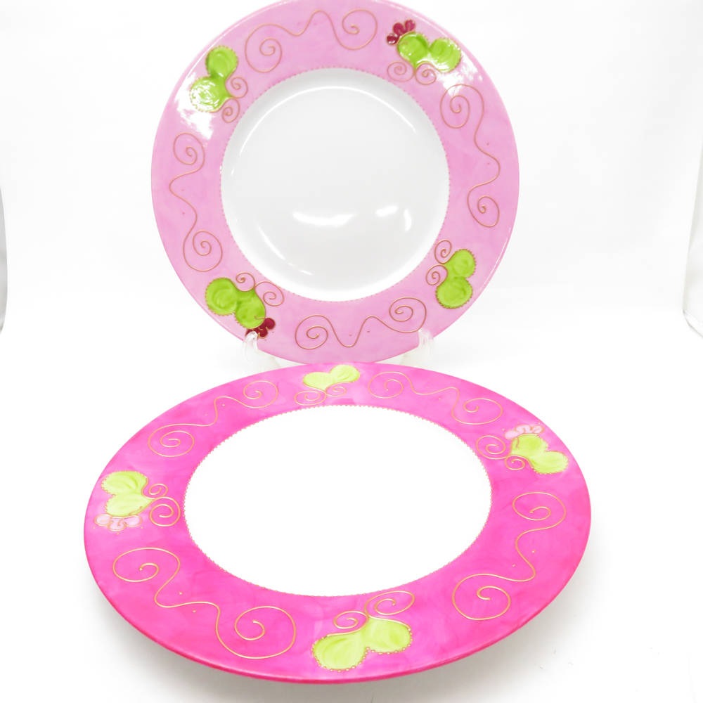 美品 Soizick France ソワジック リモージュ 大皿 2枚 32cmプレートセット ラブリー 手描き SU12891H2 【中古】