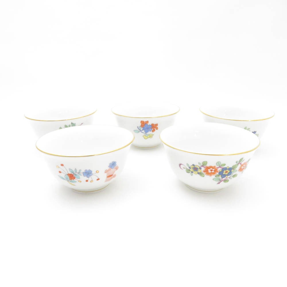 美品 MEISSEN マイセン 湯呑 5点 セット オリエンタルカップ 絵変り SC8498K1 【中古】