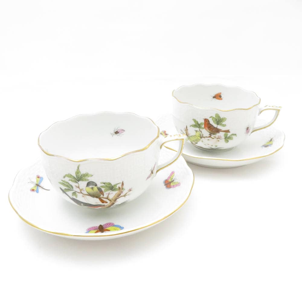 Herend ヘレンド ロスチャイルドバード カップ＆ソーサー 2客 ペア SM4278K1 【中古】