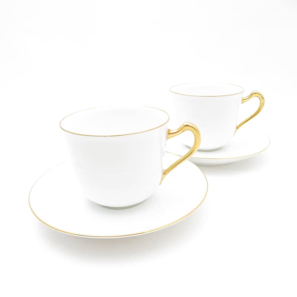 美品 OKURA 大倉陶園 ゴールドライン カップ＆ソーサー 2客 ペア SM4293H2 【中古】