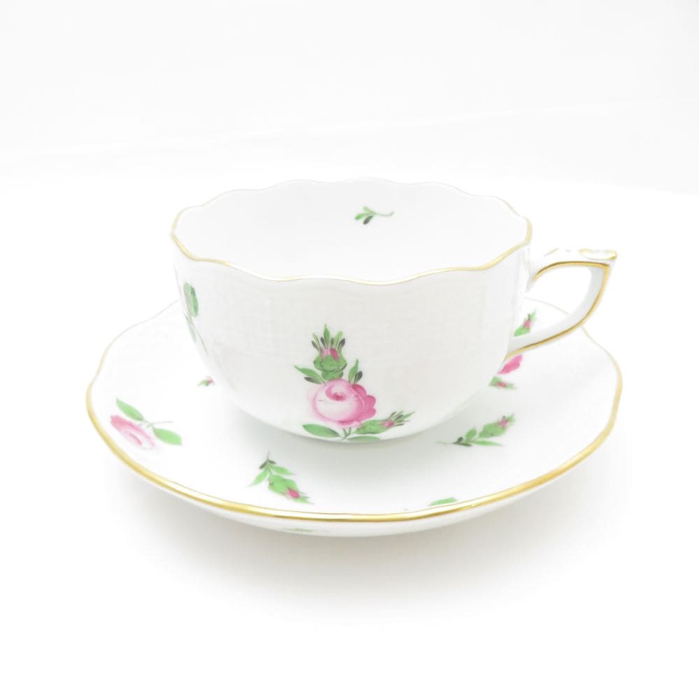 美品 Herend ヘレンド プティットローズ PR 724 ティーカップ＆ソーサー 1客 SY13014D1 【中古】