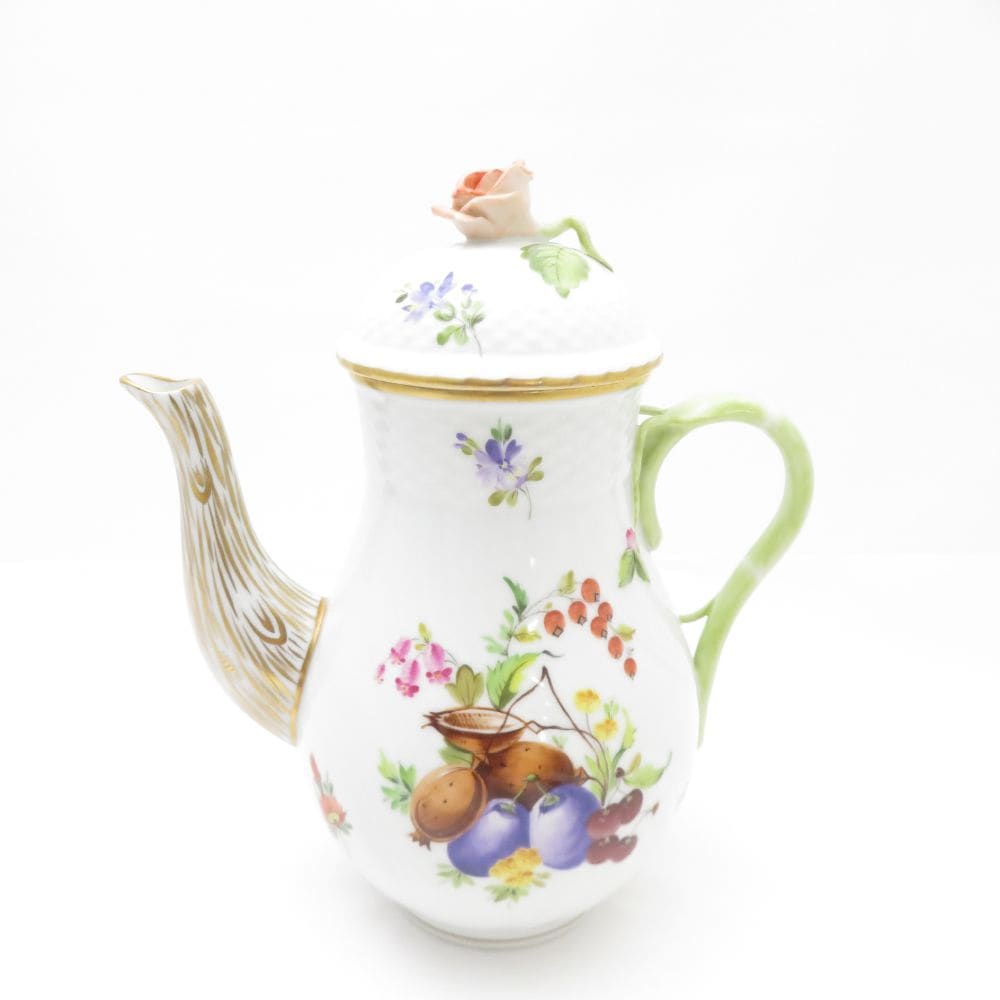 美品 Herend ヘレンド フルーツコンポジション CFR 1612 コーヒーポット 1点 SY13020D1 【中古】