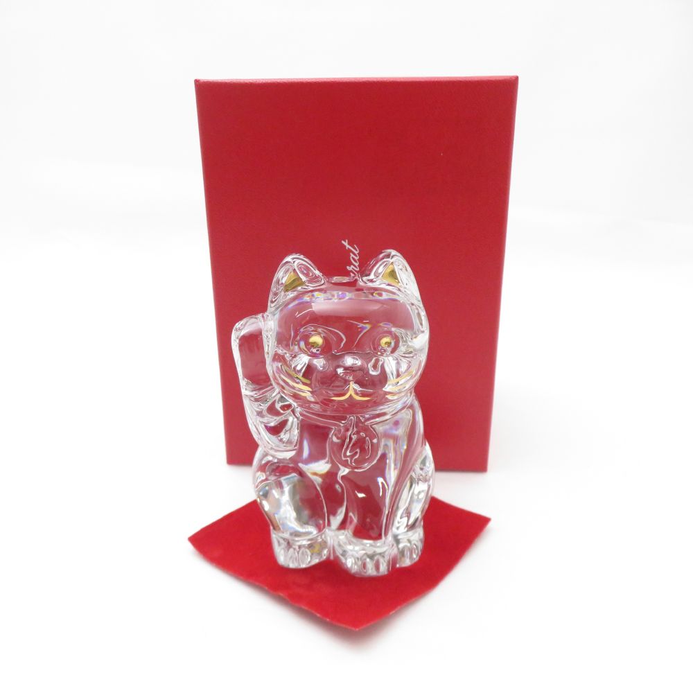 未使用 Baccarat バカラ 招き猫 1点 ラッキーキャット オブジェ まねき猫 SM4264L1 【中古】