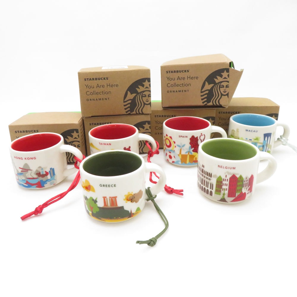 未使用 STARBUCKS スターバックス オーナメント 6点 セット マカオ ベルギー 香港 台湾 スペイン ギリシャ SN364 【中古】