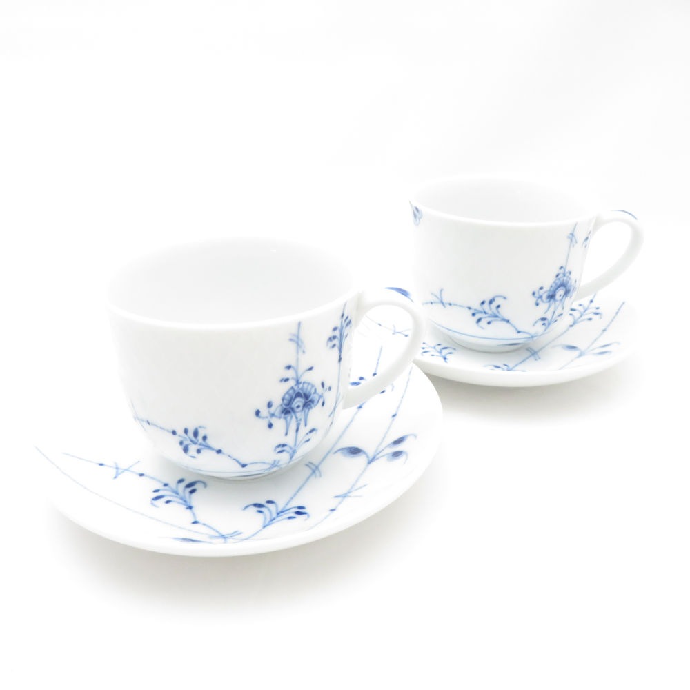 ROYAL COPENHAGEN ロイヤルコペンハーゲン ブルーパルメッテ カップ＆ソーサー 2客 ペア コーヒー ティー SO3544S2 【中古】