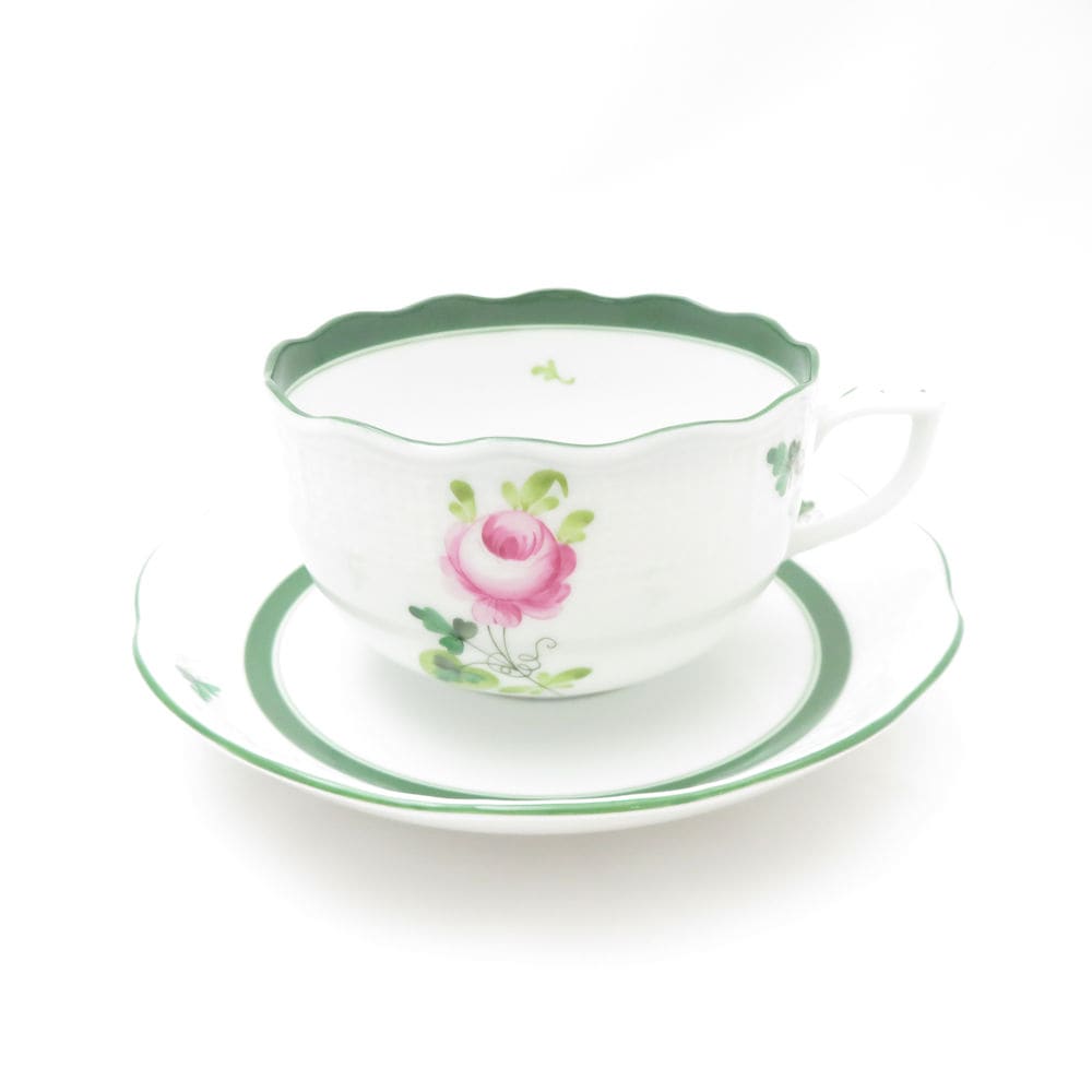 美品 Herend ヘレンド VRH ウィーンの薔薇 ティーカップ＆ソーサー 1客 バラ 紅茶 SO3549S2 【中古】