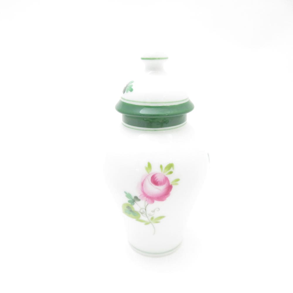 美品 Herend ヘレンド ウィーンのバラ VRH 6574 限定 1998 花瓶 1点 ミニベース蓋付 H9 薔薇 ローズ SU12919H2 【中古】