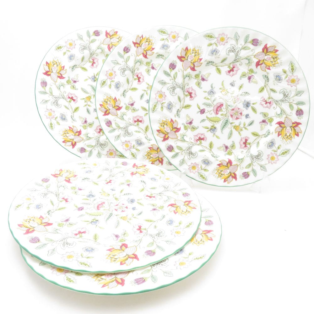 美品 MINTON ミントン ハドンホール 大皿 5枚 27cmプレートセット ディナー 花 英国 SU12912H2 【中古】