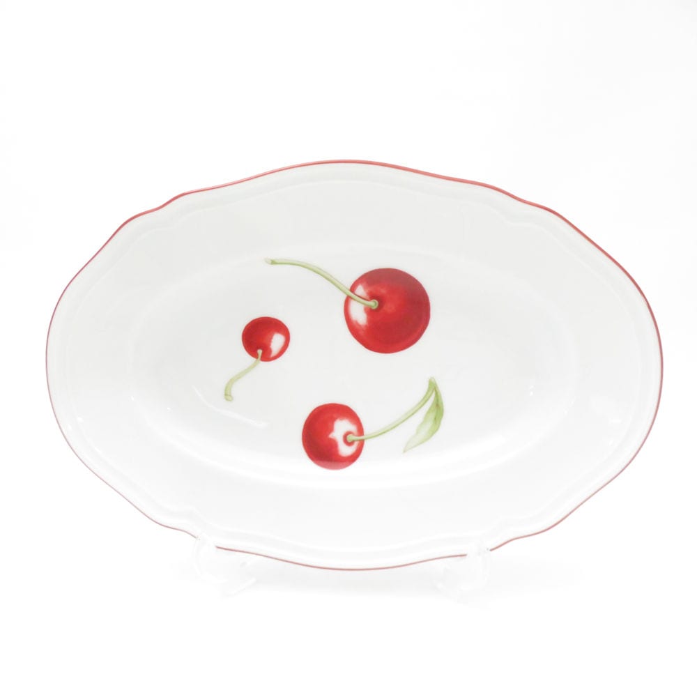 美品 Richard Ginori リチャードジノリ アンティコチェリー オーバルプレート 1枚 22.5×15cm さくらんぼ 中皿 楕円 SC8526L2 【中古】