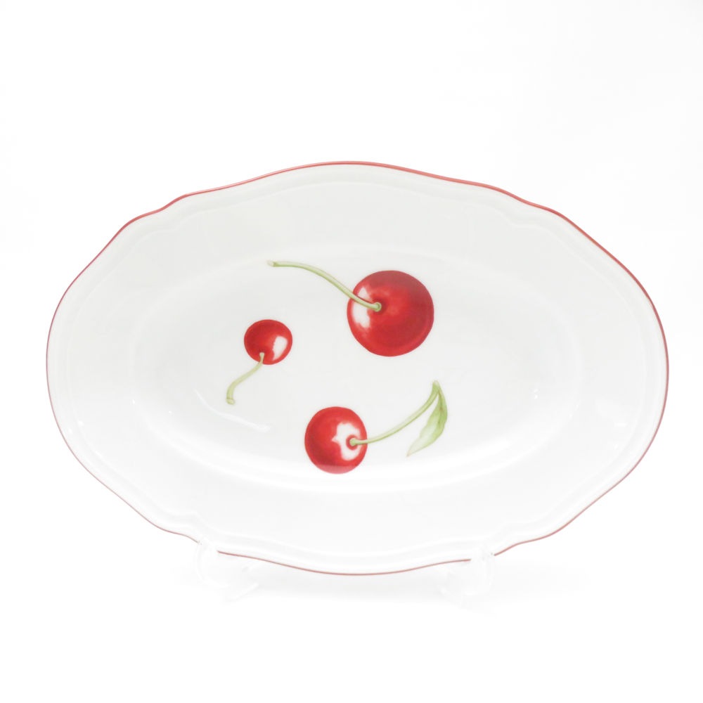 美品 Richard Ginori リチャードジノリ アンティコチェリー オーバルプレート 1枚 22.5×15cm さくらんぼ 中皿 楕円 SC8526L2 【中古】