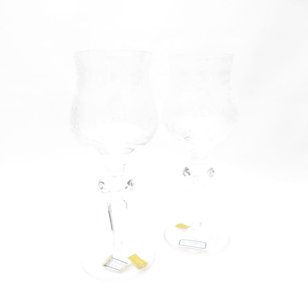 美品 Meissen Crystal マイセンクリスタル ワイングラス 2客 クリスタル ペア SY13074P1 【中古】