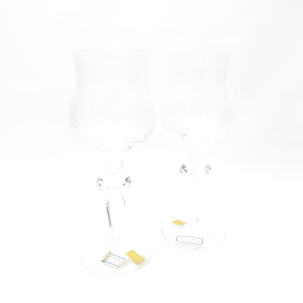 美品 Meissen Crystal マイセンクリスタル ワイングラス 2客 クリスタル ペア SY13074P1 【中古】