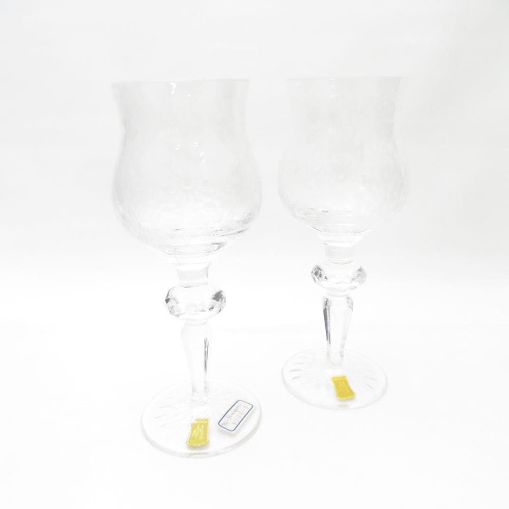 美品 Meissen Crystal マイセンクリスタル ワイングラス 2客 クリスタル ペア SY13075P1 【中古】
