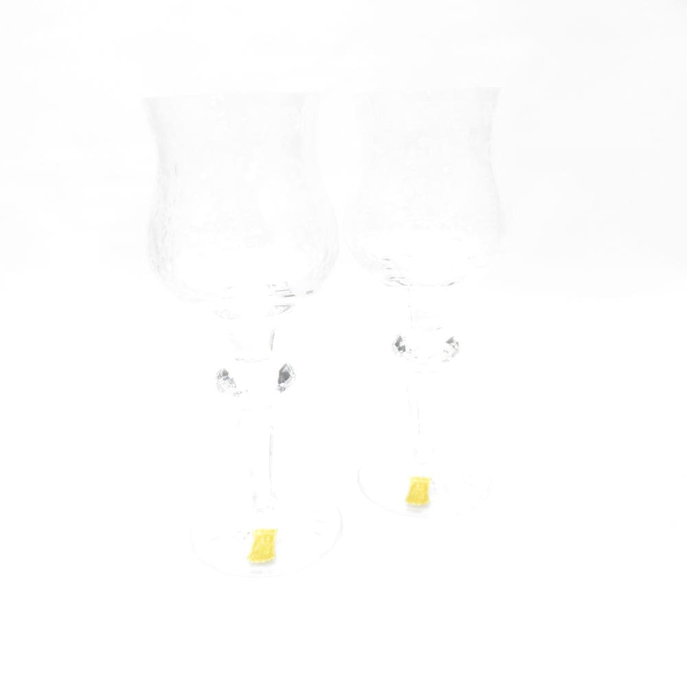 美品 Meissen Crystal マイセンクリスタル ワイングラス 2客 クリスタル ペア SY13076P1 【中古】