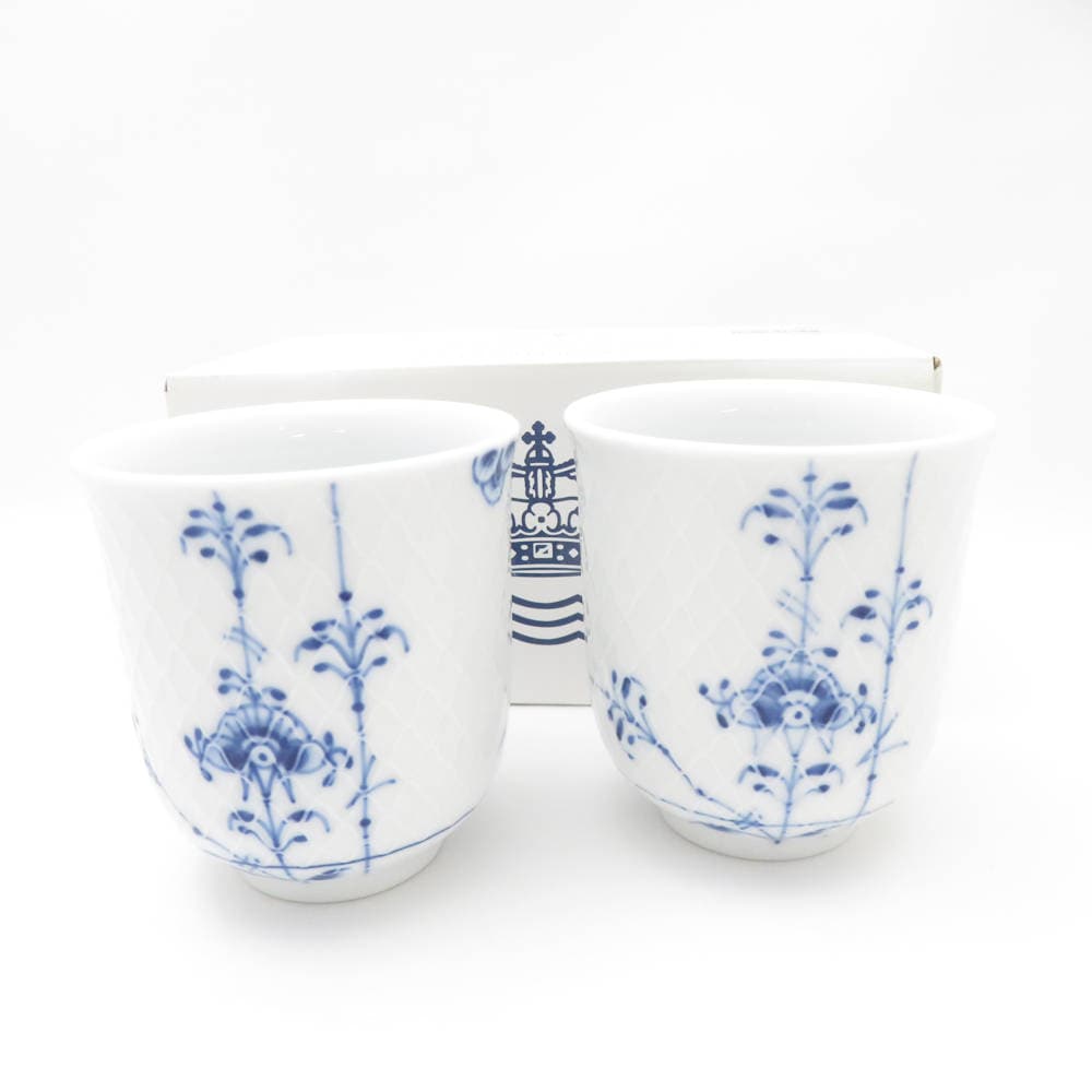 未使用 ROYAL COPENHAGEN ロイヤルコペンハーゲン ブルーパルメッテ カップ 2点 ペア 湯呑 ゆのみ フリーカップ SM4428A2 【中古】