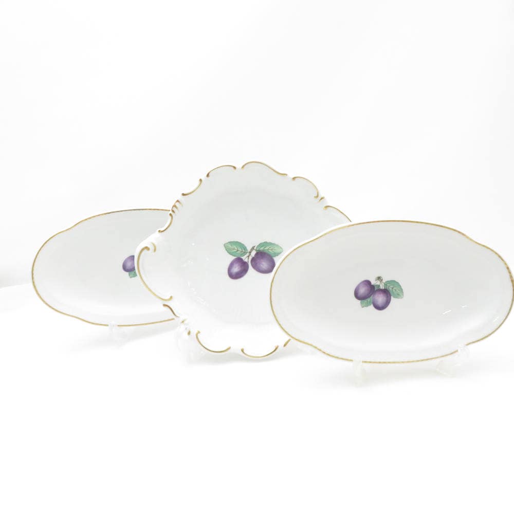 美品 Richard Ginori リチャードジノリ ボンジョルノプルーン オーバルプレート シェルディッシュ 3枚 セット 20cm 中皿 SM4421A2 【中古】