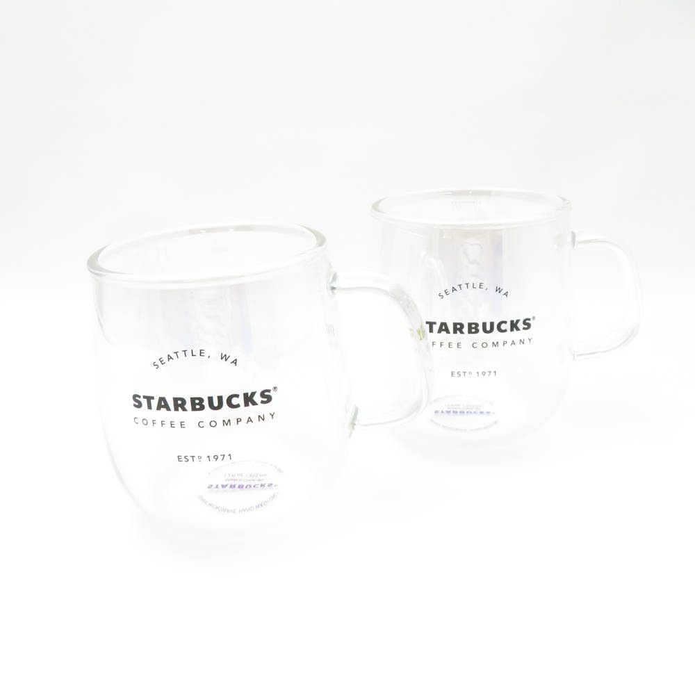 美品 STARBUCKS スターバックス 耐熱 マグカップ オーロラ 2点 ペア 355ml ガラス SM4334A2 【中古】