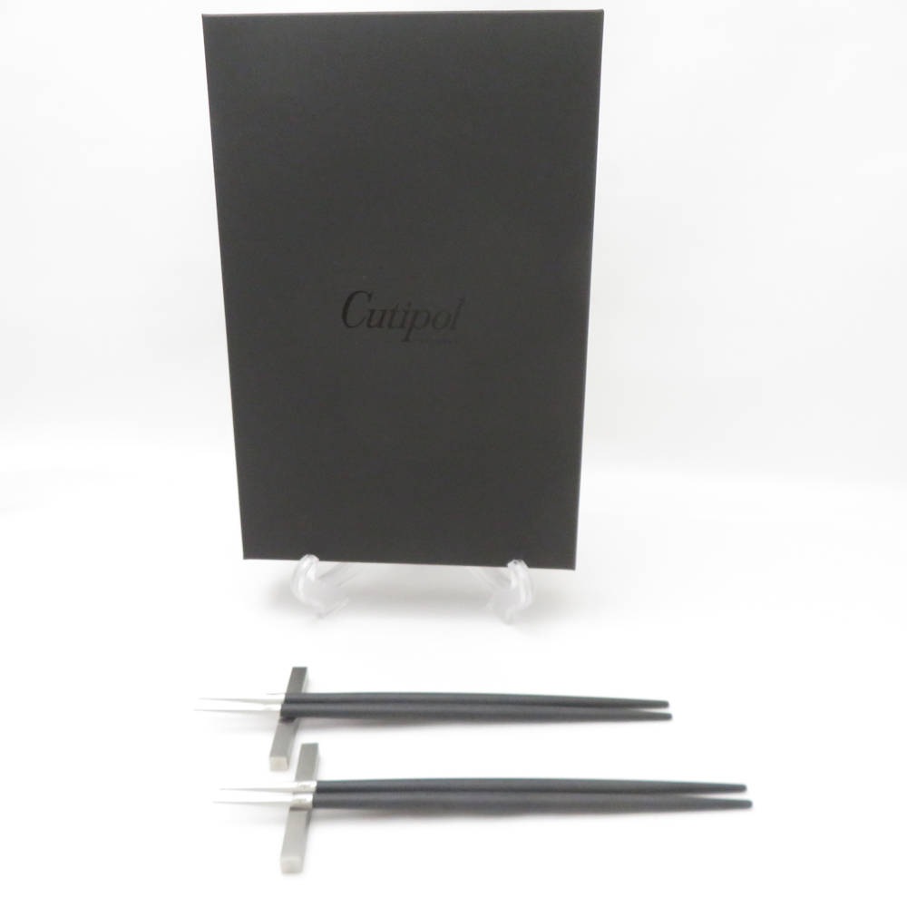 未使用 Cutipol クチポール GOA ゴア 箸＆箸置き 4点 ペア 22cm 夫婦箸 チョップスティック SC8572A3 【中古】