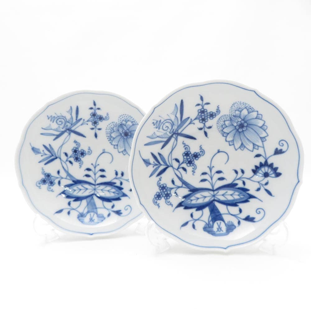 美品 MEISSEN マイセン ブルーオニオン ソーサーのみ 2点 ペア SC8516E2 【中古】