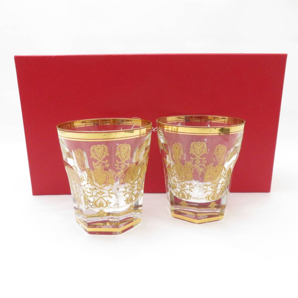 未使用 Baccarat バカラ エンパイア タンブラー 2点 ペア クリスタル 金彩 ロックグラス SM4432B2 【中古】