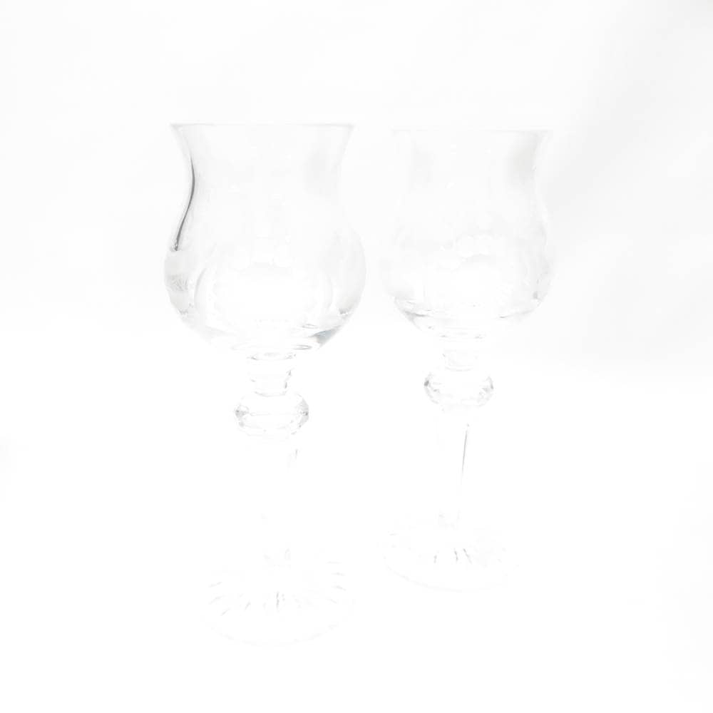 Meissen Crystal マイセンクリスタル ブルーオーキッド ワイングラス 2客 ペア H18.5cm SC8562E1 【中古】