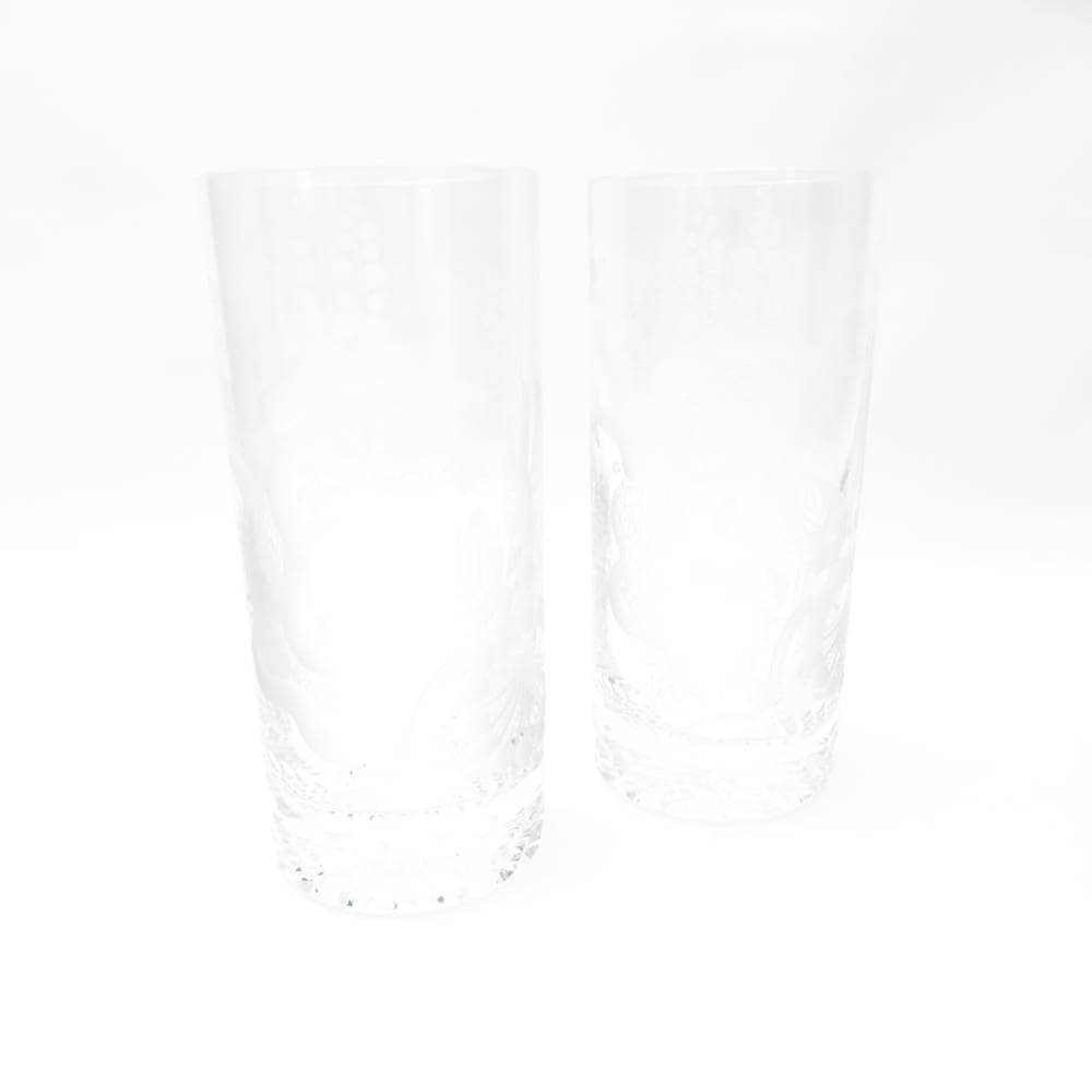 Meissen Crystal マイセンクリスタル ブルーオーキッド グラス 2点 ペア H14cm タンブラー ハイボール SC8563E1 【中古】