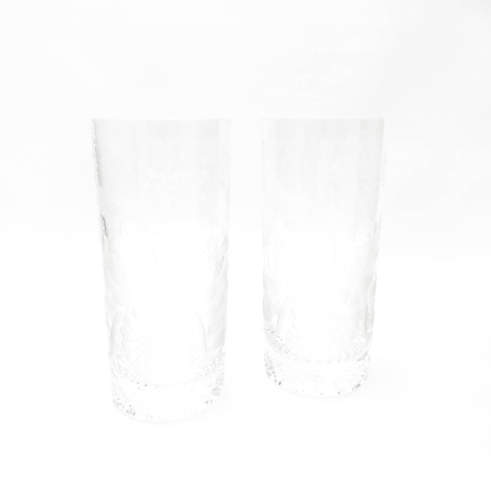 Meissen Crystal マイセンクリスタル ブルーオーキッド グラス 2点 ペア H14cm タンブラー ハイボール SC8564E1 【中古】