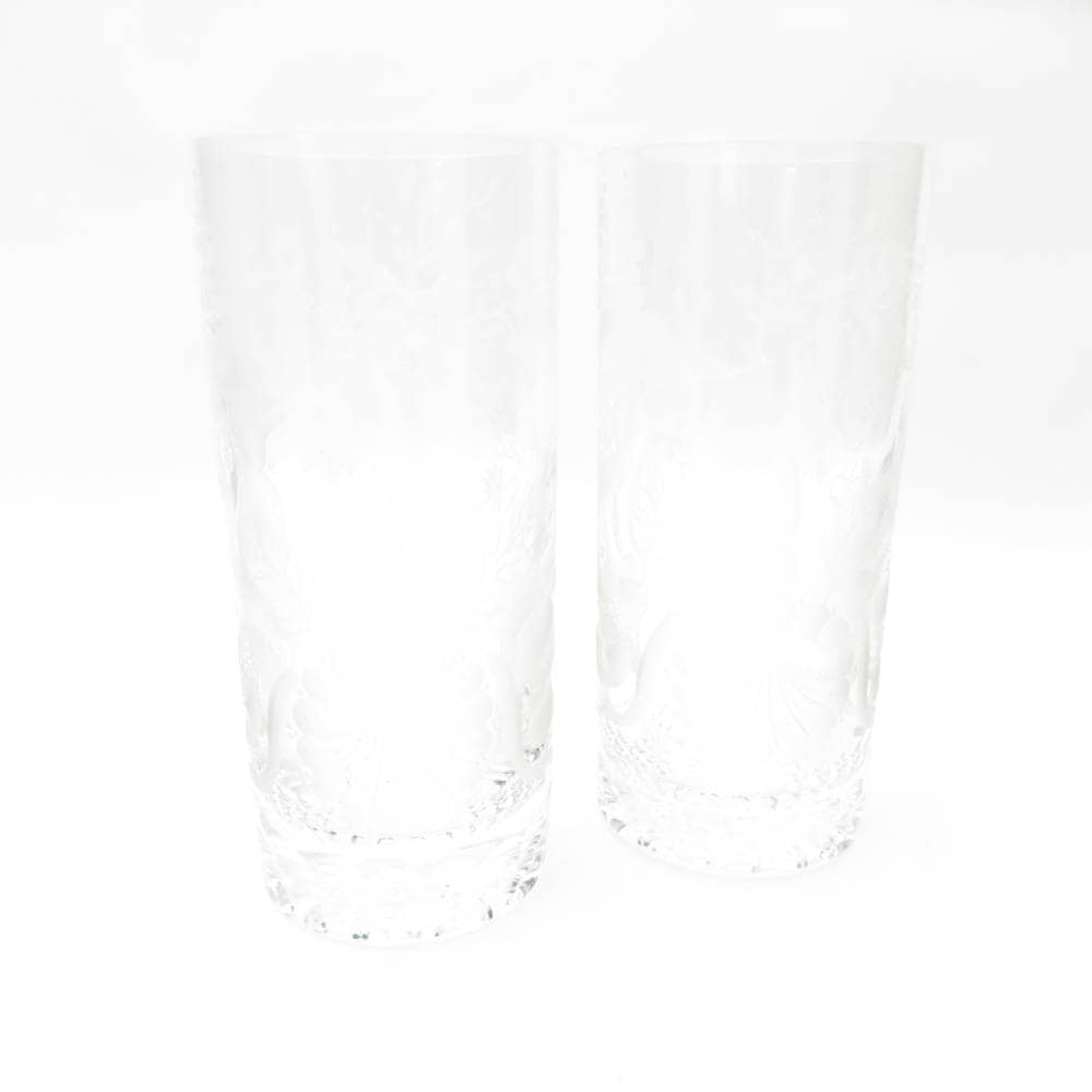 Meissen Crystal マイセンクリスタル ブルーオーキッド グラス 2点 ペア H14cm タンブラー ハイボール SC8565E1 【中古】