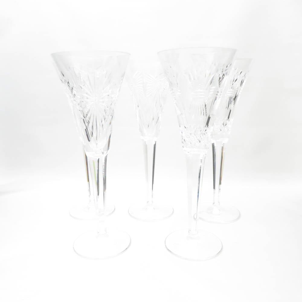 WATER FORD ウォーターフォード ミレニアムコレクション HAPPINESS/HEALTH/PROSPERITY シャンパングラス 5客 セット H23.5cm SC8567E1 【中古】