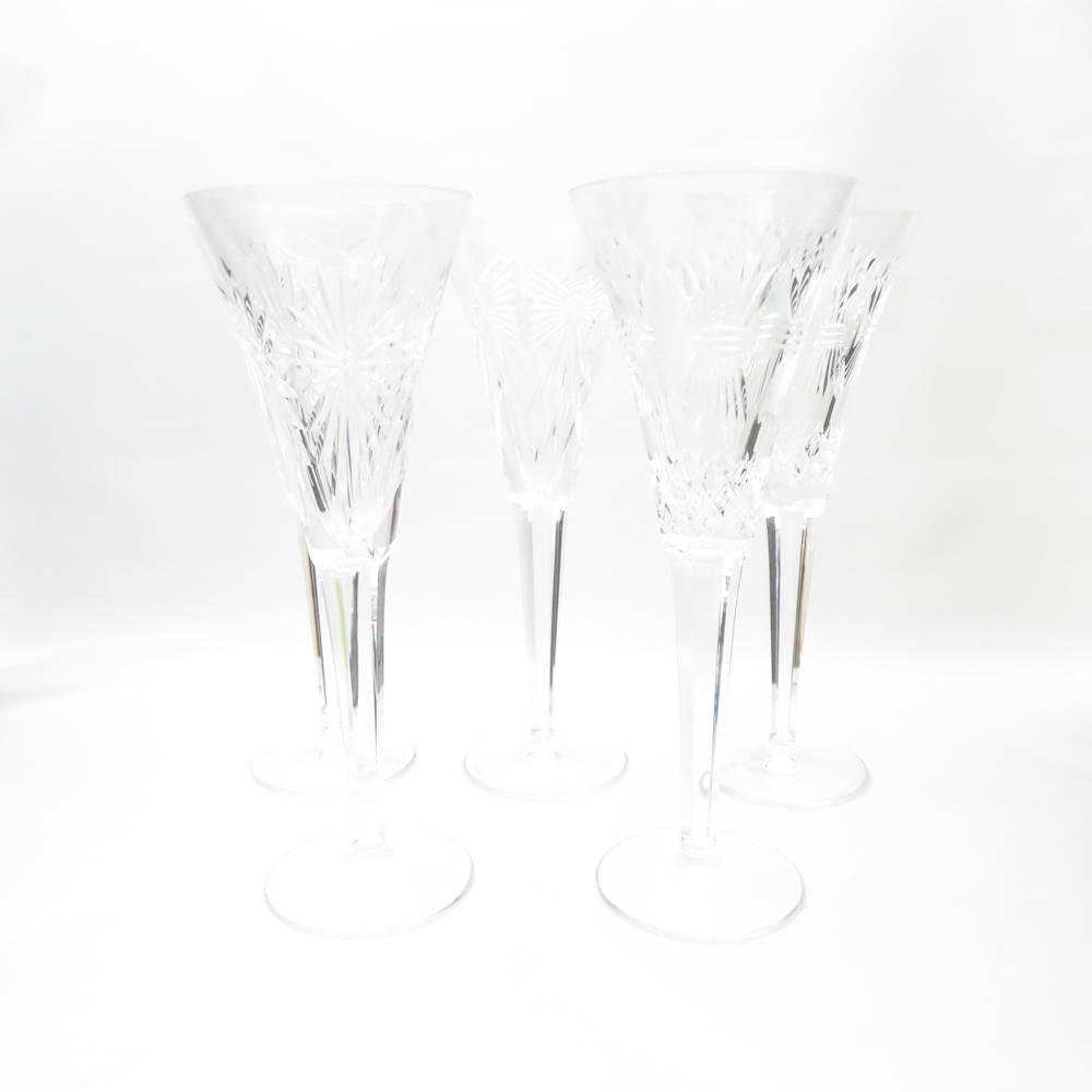 WATER FORD ウォーターフォード ミレニアムコレクション HAPPINESS/HEALTH/PROSPERITY シャンパングラス 5客 セット H23.5cm SC8567E1 【中古】