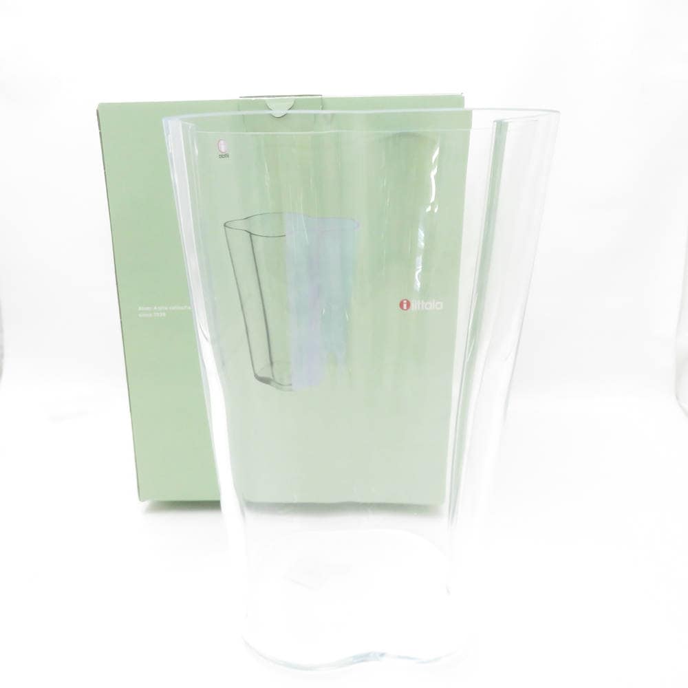 美品 iittala イッタラ アルヴァ・アアルト ベース 1点 無鉛ガラス 270mm クリア 花瓶 フラワー 北欧 SC8577Z 【中古】