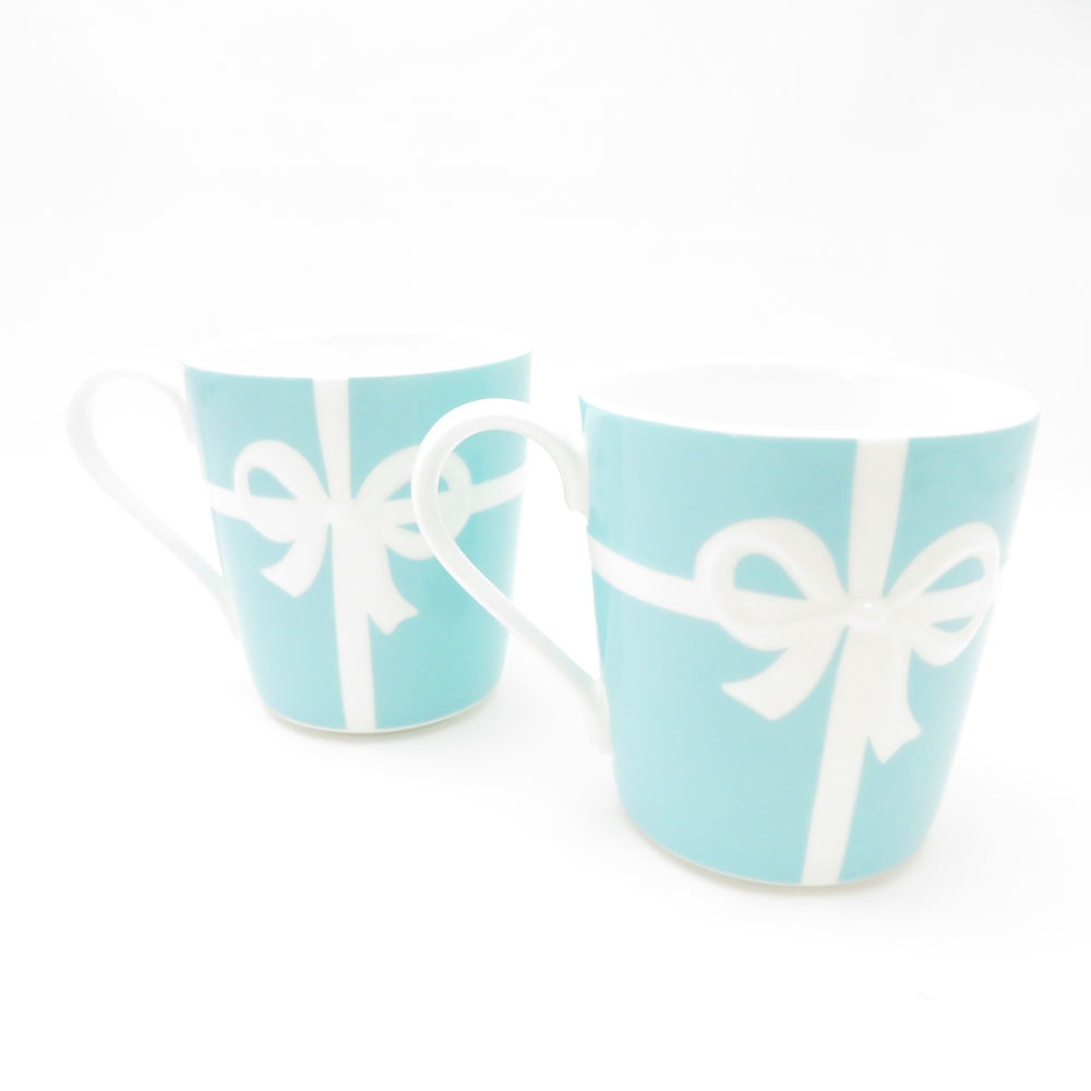 未使用 TIFFANY＆Co. ティファニー ブルーボックス マグカップ 2点 ペア リボン SN377U2 【中古】