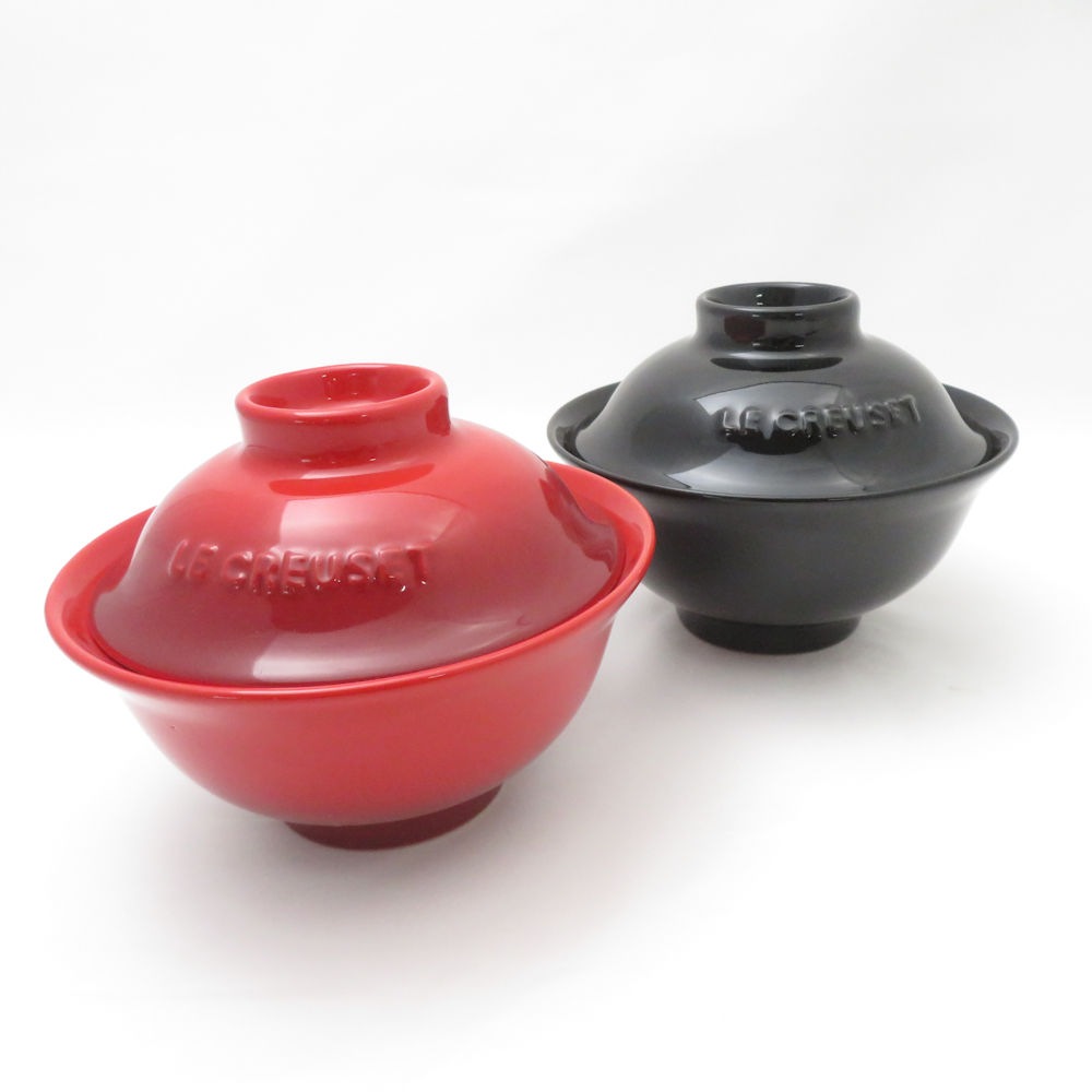 ルクルーゼ ジャポネスク オワンボール 美品 Le Creuset ルクルーゼ ジャポネスク オワン 蓋付き碗 2点