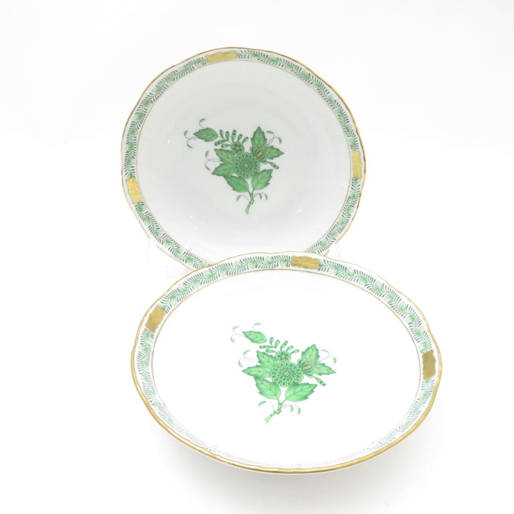 美品 Herend ヘレンド アポニーグリーン 小皿 2枚 ペア 13cmプレート SM4371T1 【中古】