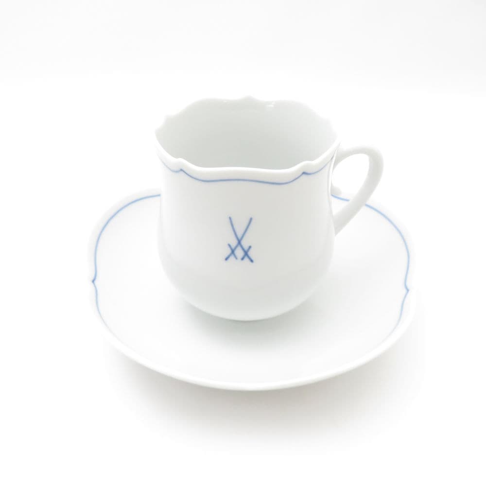 美品 MEISSEN マイセン ホワイトマイセン コーヒーカップ＆ソーサー 剣マーク SM4380T2 【中古】