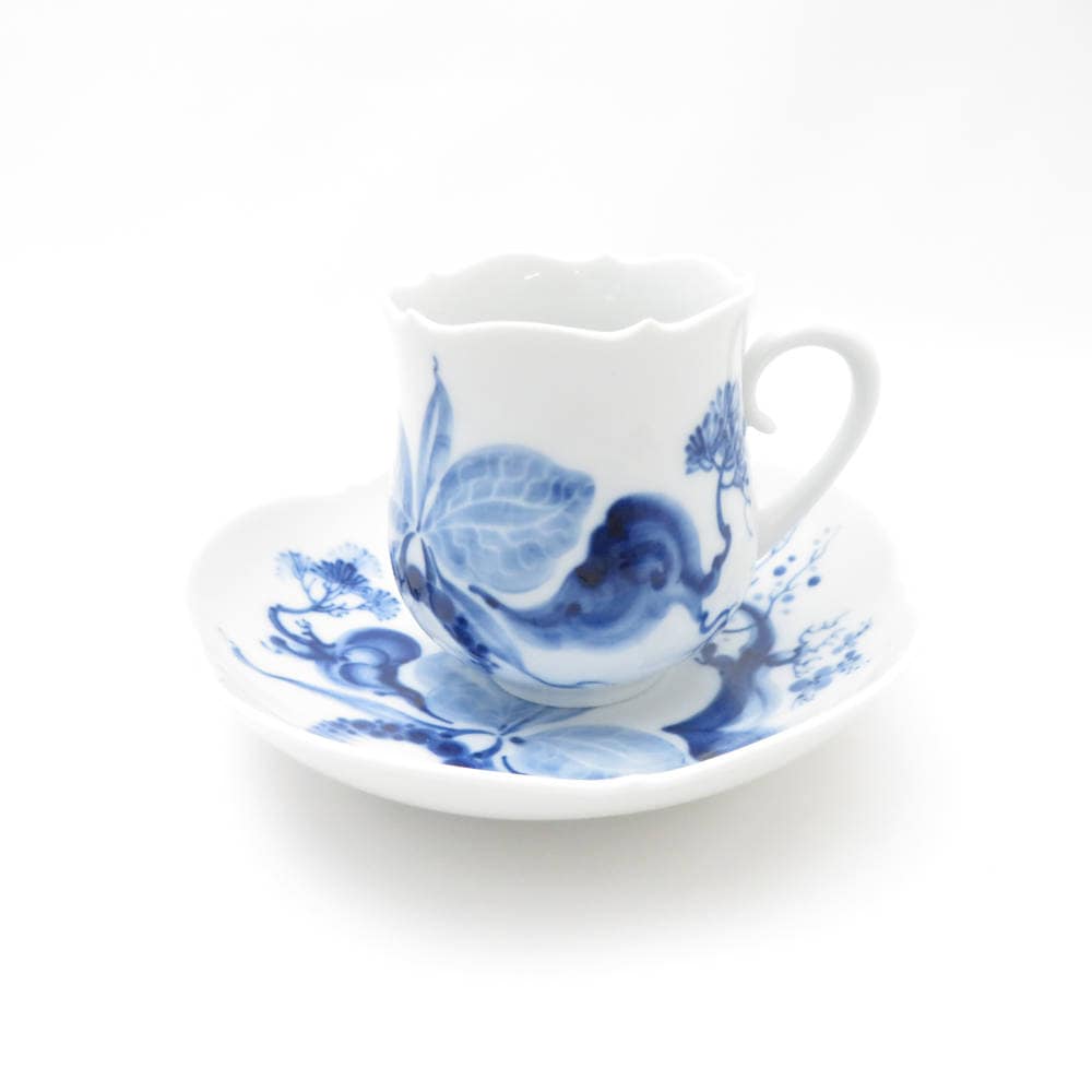 美品 MEISSEN マイセン ブルーオーキッド コーヒーカップ＆ソーサー 1客 珈琲 白 青 陶磁器 高級 SC8696C1 【中古】