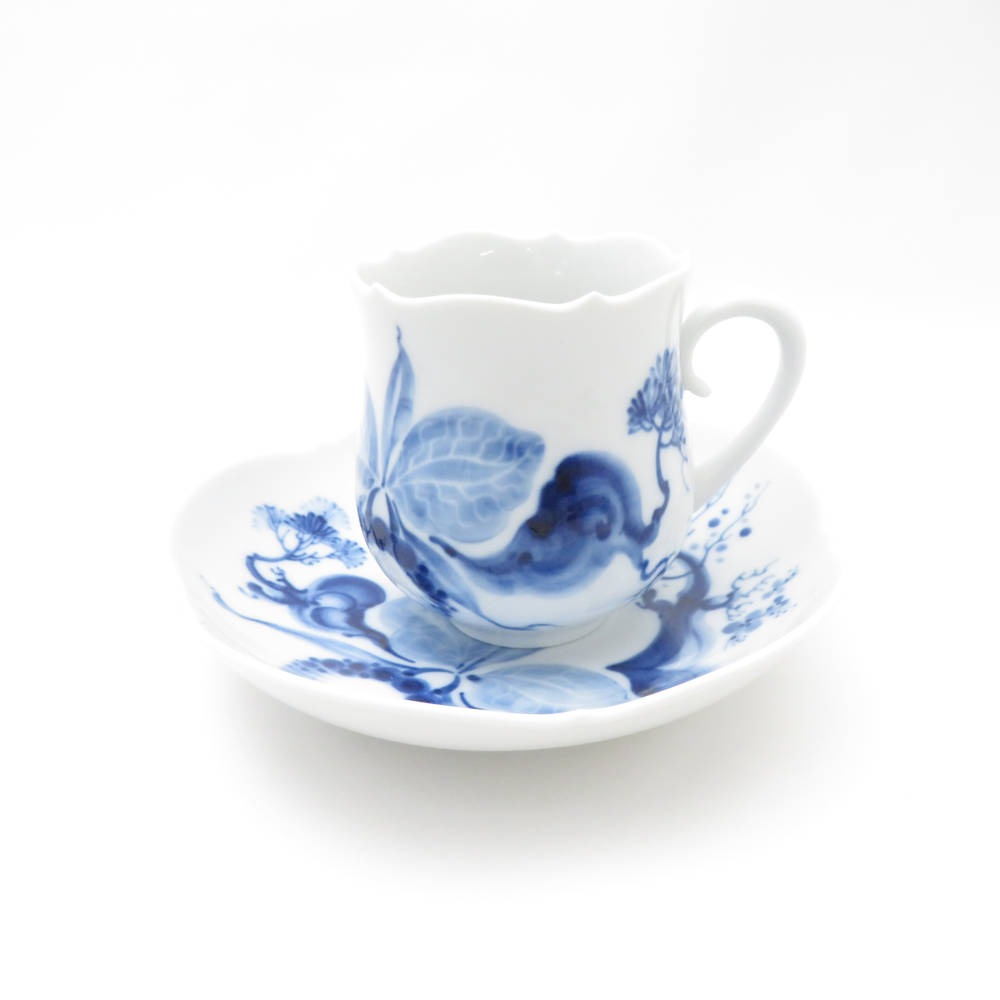 美品 MEISSEN マイセン ブルーオーキッド コーヒーカップ＆ソーサー 1客 珈琲 白 青 陶磁器 高級 SC8696C1 【中古】