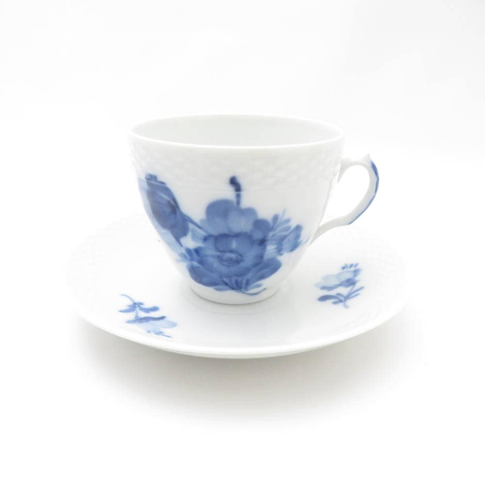美品 ROYAL COPENHAGEN ロイヤルコペンハーゲン ブルーフラワープレイン コーヒーカップ＆ソーサー 1客 青 花柄 デンマーク製 SC8697C1 【中古】