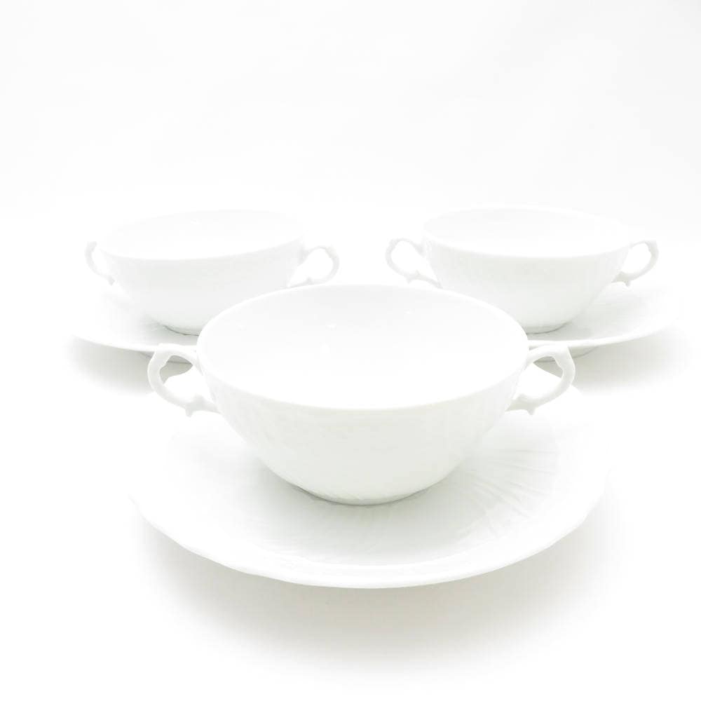 Richard Ginori リチャードジノリ ベッキオホワイト スープカップ＆ソーサー 3客 セット SC8671A2 【中古】
