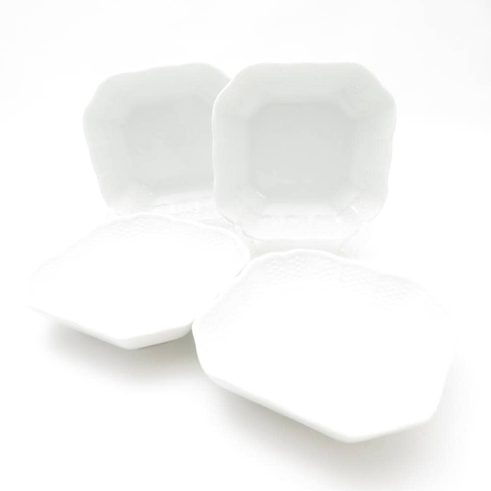 Richard Ginori リチャードジノリ ベッキオホワイト スクエアディッシュ 4枚 12cmプレート 小皿 SC8674A3 【中古】