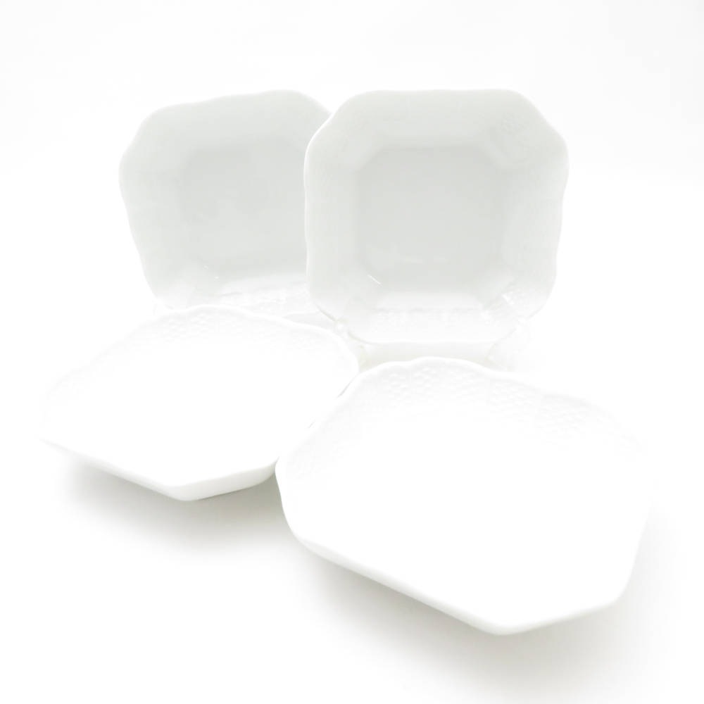 Richard Ginori リチャードジノリ ベッキオホワイト スクエアディッシュ 4枚 12cmプレート 小皿 SC8674A3 【中古】