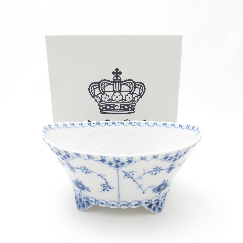 美品 ROYAL COPENHAGEN ロイヤルコペンハーゲン ブルーフルーテッドフルレース 571 フィンガーボウル 1枚 深皿 菓子 小物入れ テーブルウェア SU12962B4 【中古】