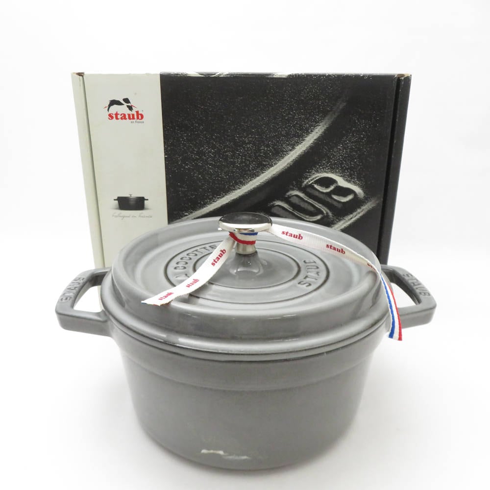 STAUB ストウブ ピコ・ココット ラウンド 両手鍋 1点 ホーロー ほうろう 20cm SD142Z 【中古】